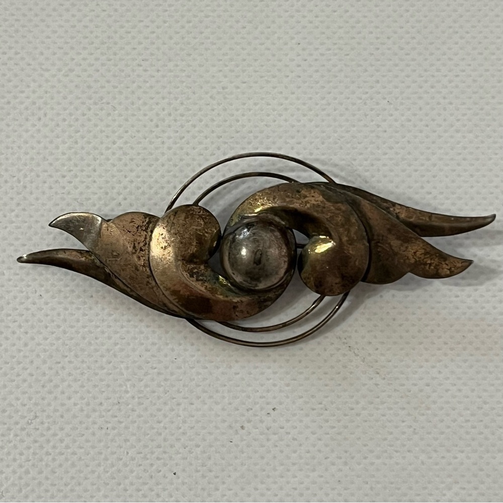 Vintage Sterling Silver Art Deco Modernist Brooch Art Nouveau